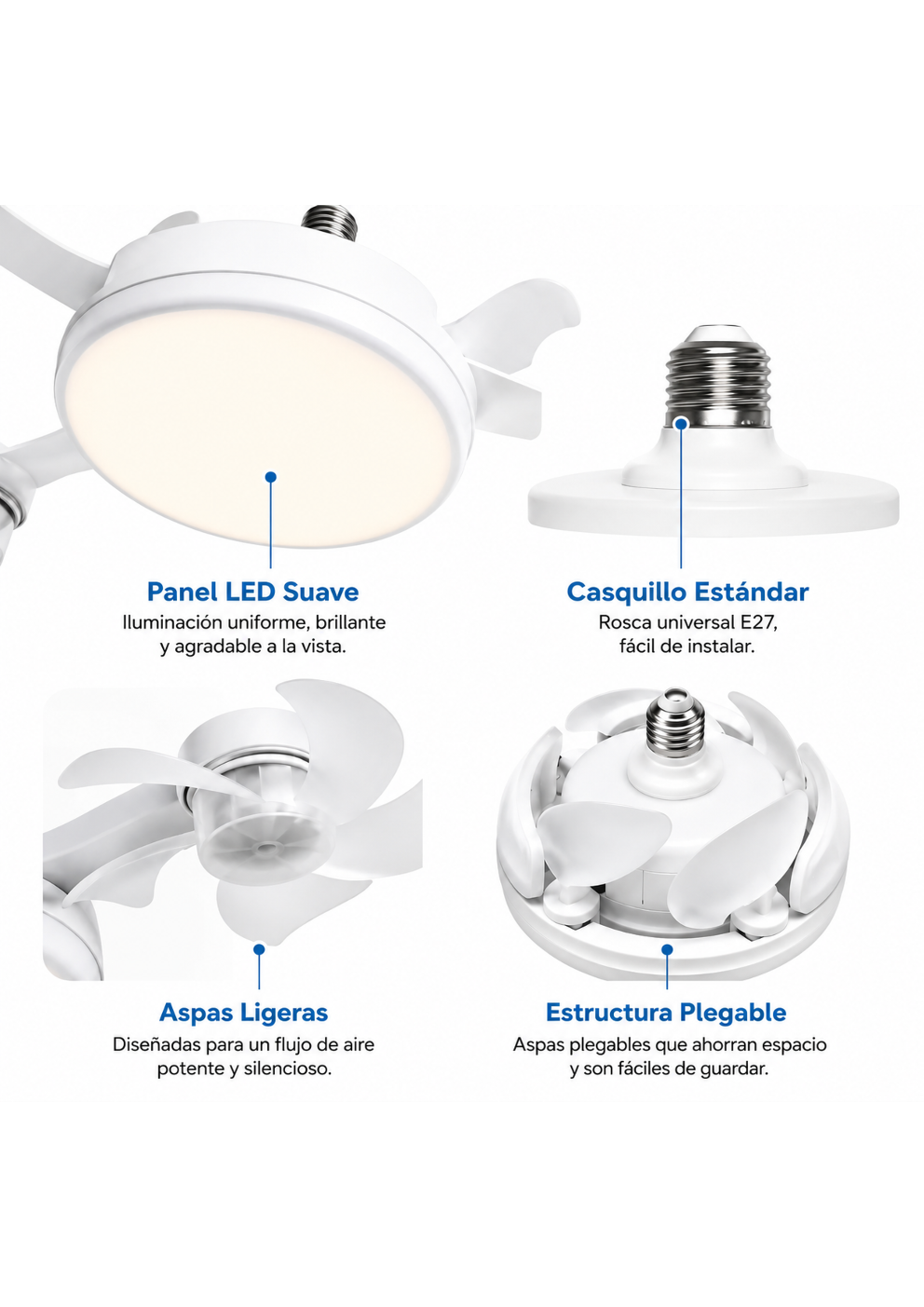 ventilador de techo con aspas plegable