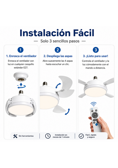 ventilador de techo con aspas plegable